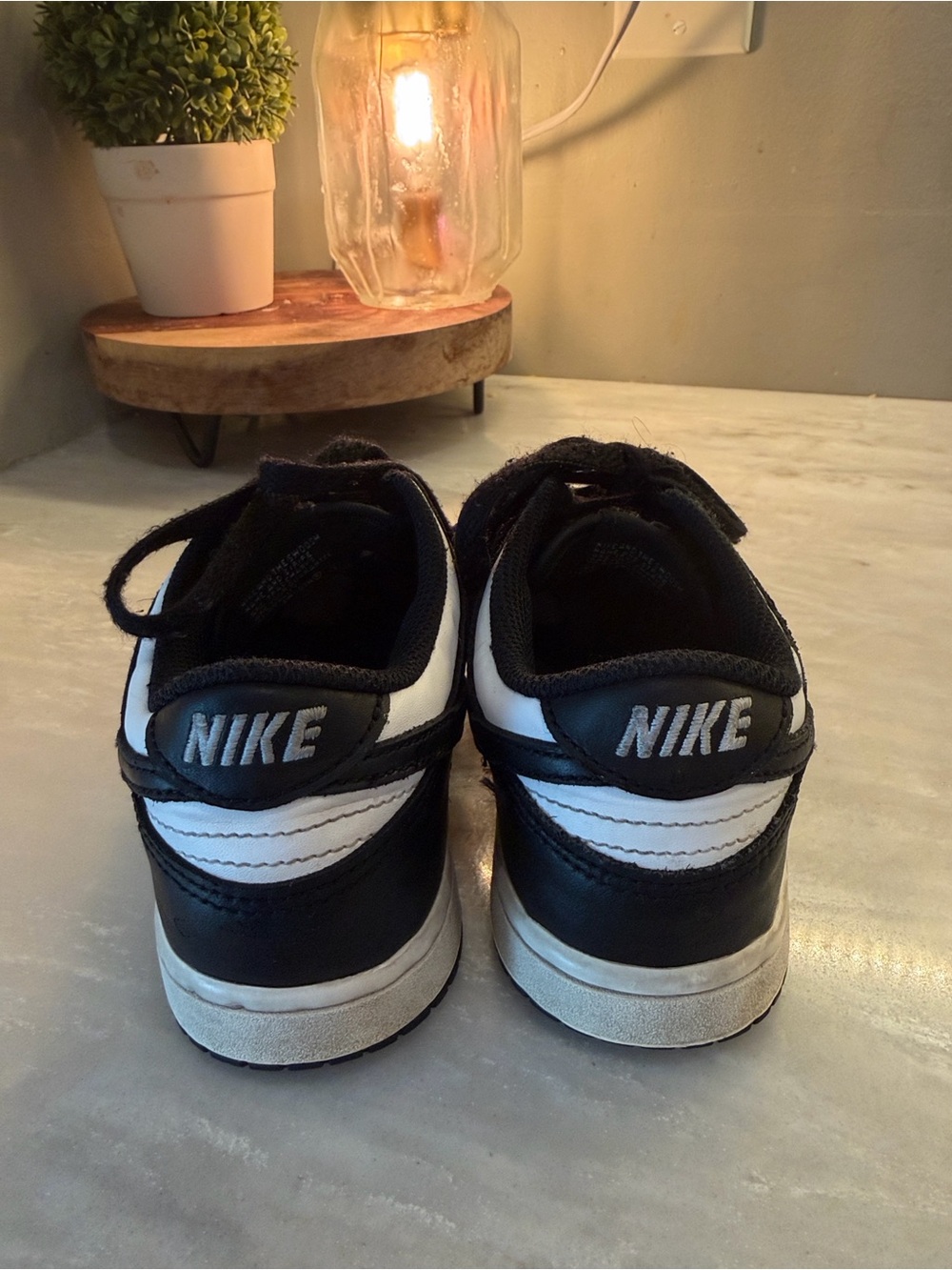 Nike Kids Black & White Low Top Sneakers with Swoosh - Picture 3 of 5